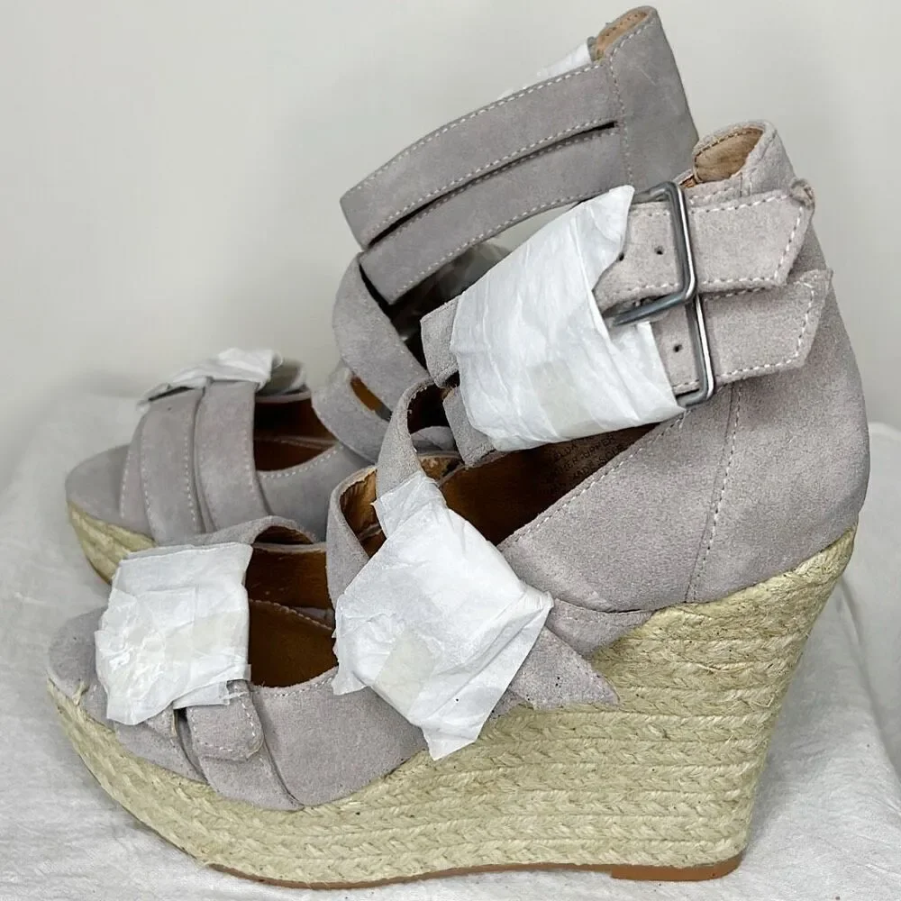 Kelsi Dagger Griselda Suede Espadrille Gray Size 7 New